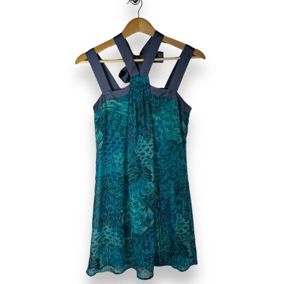 BCBGeneration Dresses & Skirts - 4 for $20 SALE! BCBGeneration Tie Halter Neck Animal Print Mini Dress, Teal, XS